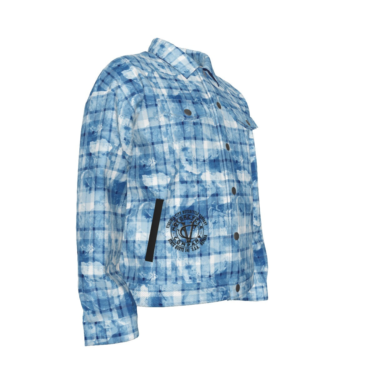 Steampunk Skull Blue Plaid Women's Jacket | VCMCo. - Aaria Tees Aaria Tees