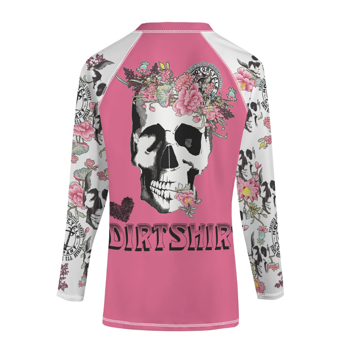 Girl's Pink Flower Skull #dirtshirt T-Shirt | Dirt Bike Riding Shirt | Young Adult Motocross Tee - Aaria Tees Aaria Tees
