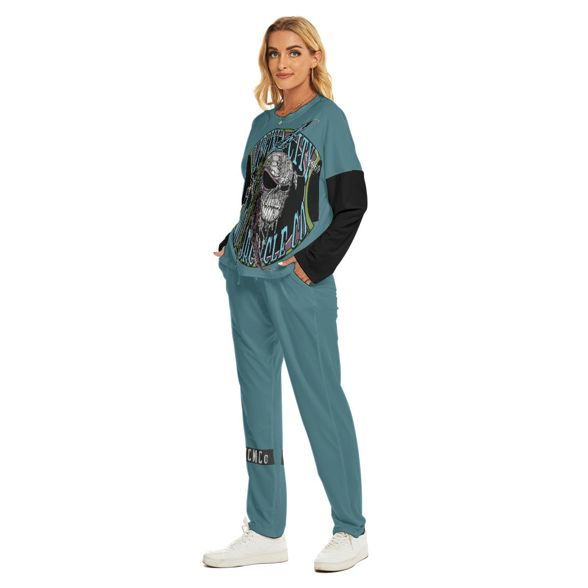 Indian Brave Dark Teal Top and Bottom PJ Loungewear Set - Aaria Tees Aaria Tees