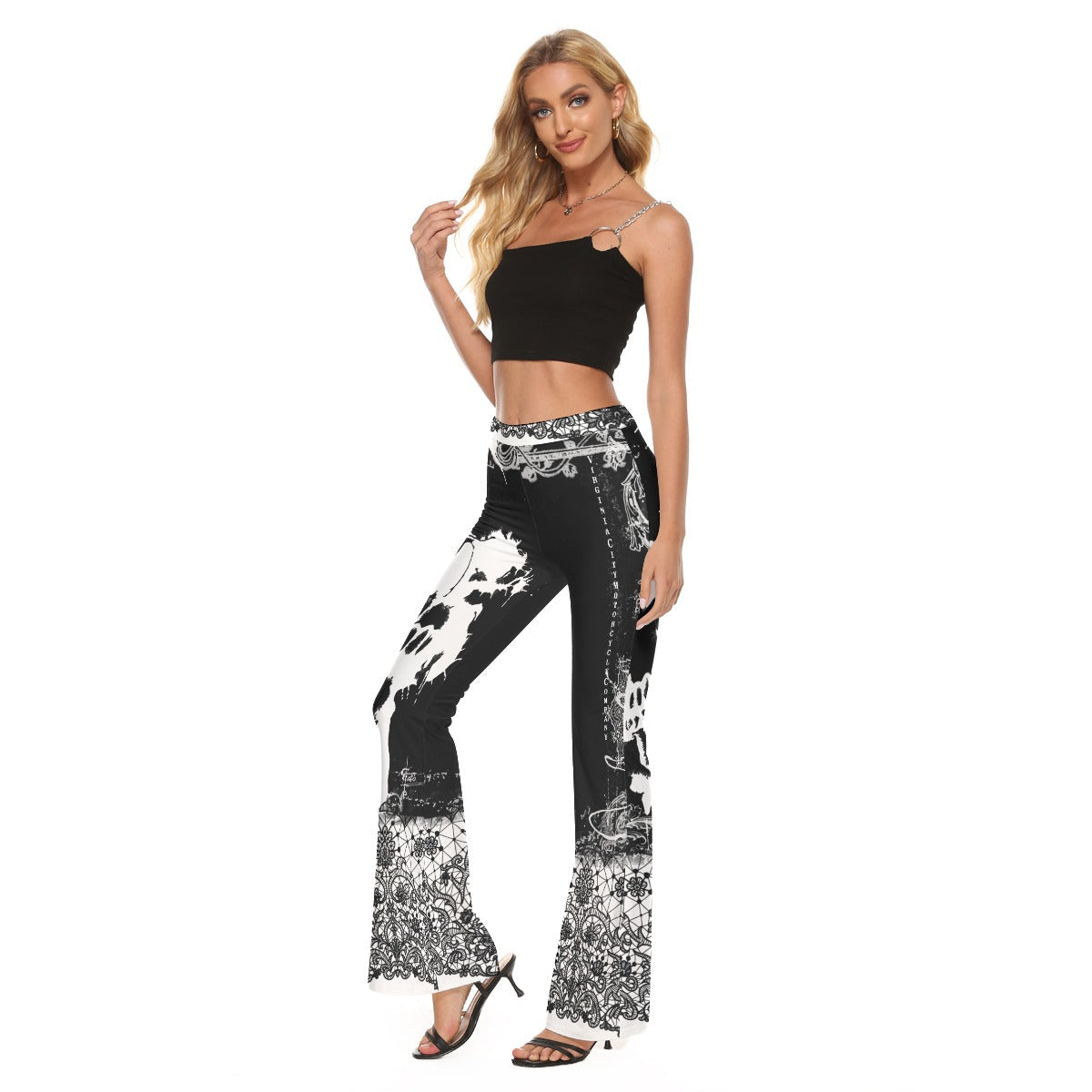 Skull and Lace Black Flared Legging - Aaria Tees Aaria Tees