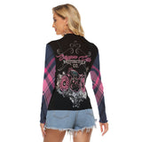 Women's Long Sleeve Mesh Motorcycle Shirt | Plaid Girl Biker Top - Aaria Tees Aaria Tees