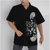 Men's Black and Skull Hawaiian Button Up Shirt |Year-Round Biker Style - Aaria Tees Aaria Tees