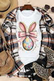 White Easter Egg Bow Bunny Ear Printed T Shirt Aaria Tees