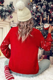 Racing Red Merry Graphic Sequin Sleeves Christmas Turtleneck Sweater - Aaria Tees Aaria Tees
