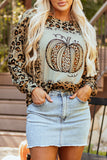 Brown Bleached Halloween Pumpkin Leopard Print Sweatshirt - Aaria Tees Aaria Tees