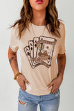 Khaki Western Poker Cards Graphic T Shirt - Aaria Tees Aaria Tees