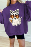 Tillandsia Purple Cute Ghost Print Pullover Mock Neck Sweatshirt Aaria Tees