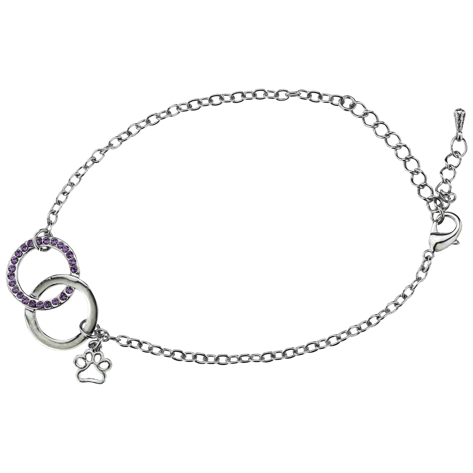 Together Forever Purple Rhinestone Paw Bracelet - Aaria Tees Aaria Tees