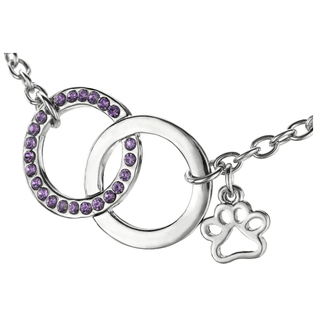 Together Forever Purple Rhinestone Paw Bracelet - Aaria Tees