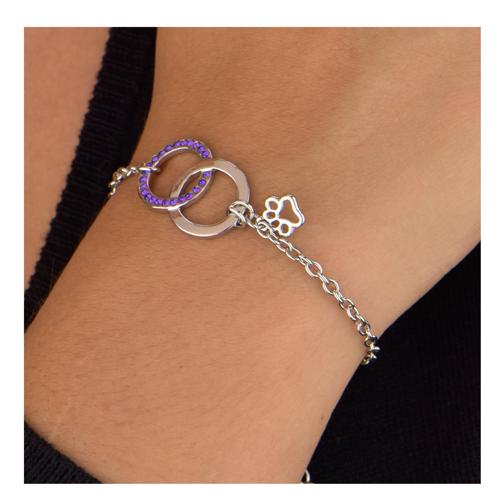 Together Forever Purple Rhinestone Paw Bracelet - Aaria Tees Aaria Tees