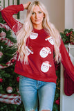 Fiery Red Santa Claus Sequin Graphic Sweatshirt - Aaria Tees Aaria Tees