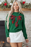 Monamara Bow Graphic Christmas Sweater - Aaria Tees Aaria Tees