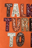Orange TALK TURKEY TO ME Heat Transfer Printing Graphic Thanksgiving Holiday Sweatshirt Aaria Tees