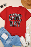Red Checkered Game Day Graphic T Shirt Aaria Tees