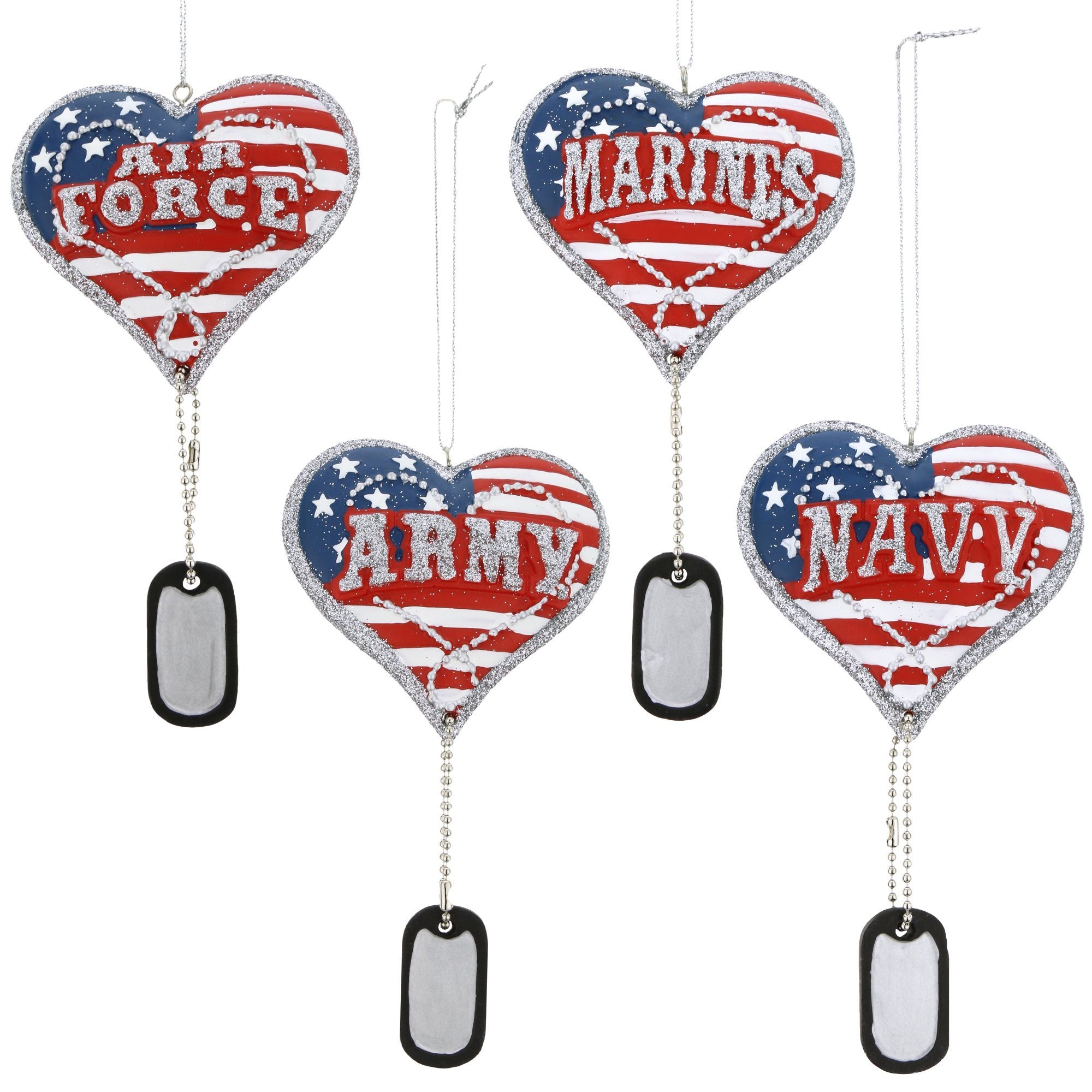 Military Service Heart & Dog Tag Ornament - Aaria Tees Aaria Tees