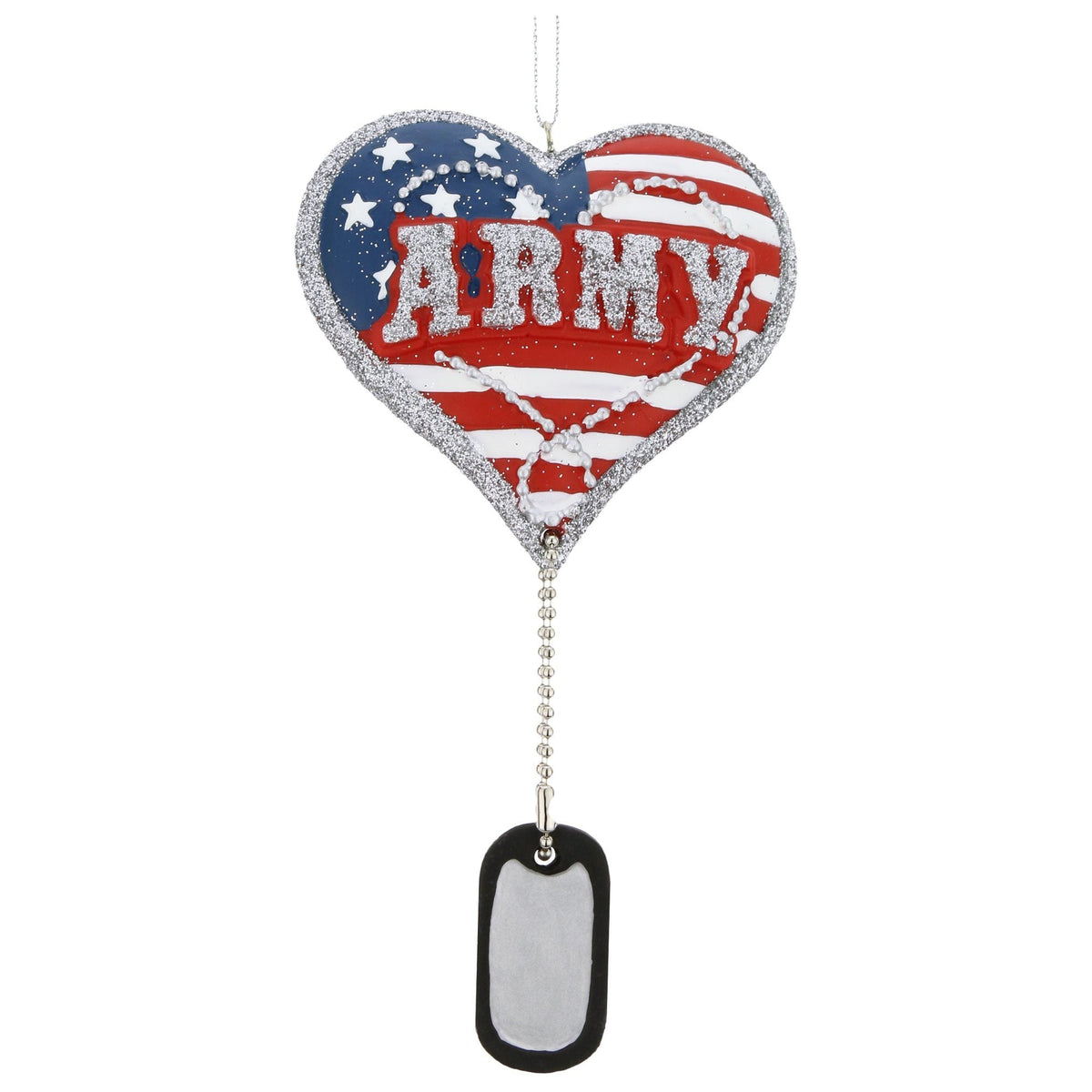 Military Service Heart & Dog Tag Ornament - Aaria Tees