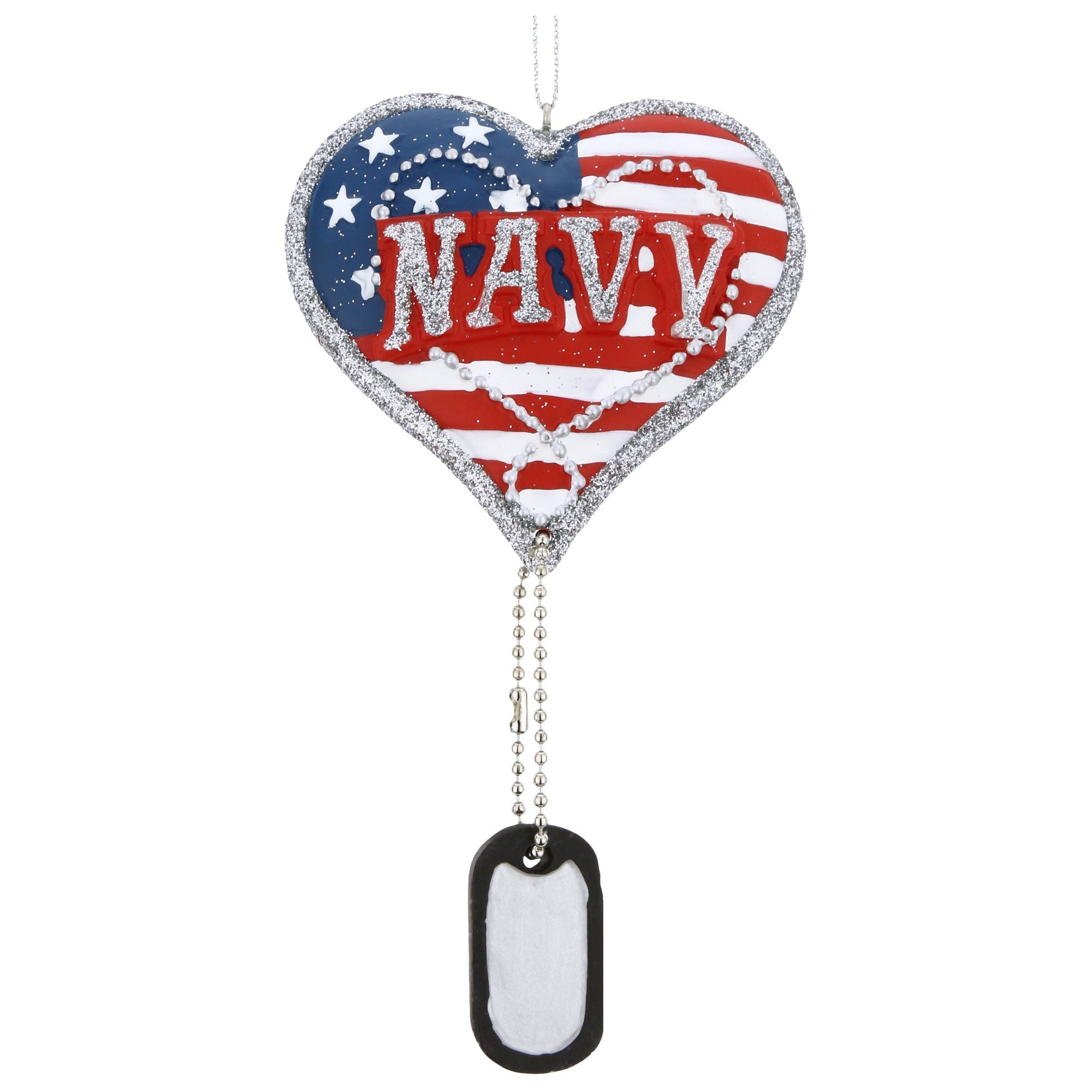 Military Service Heart & Dog Tag Ornament - Aaria Tees Aaria Tees