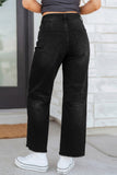 Black Sequin Ghost Patched Graphic Raw Hem Casual Jeans Aaria Tees