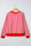 Red Stripe Christmas Nutcracker Sequin Patched Drop Shoulder Top Aaria Tees