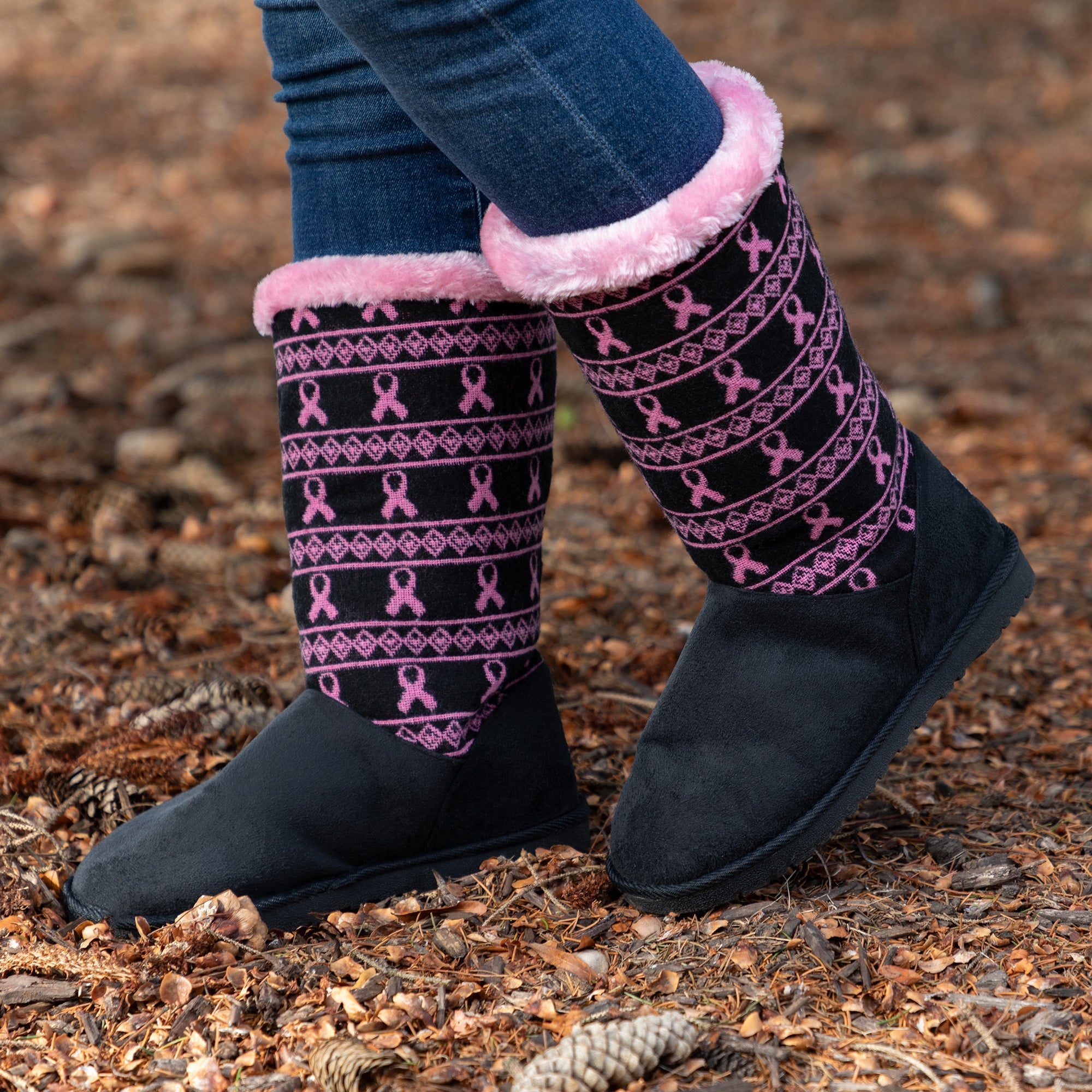 Pink Ribbon Knit Boots - Aaria Tees Aaria Tees