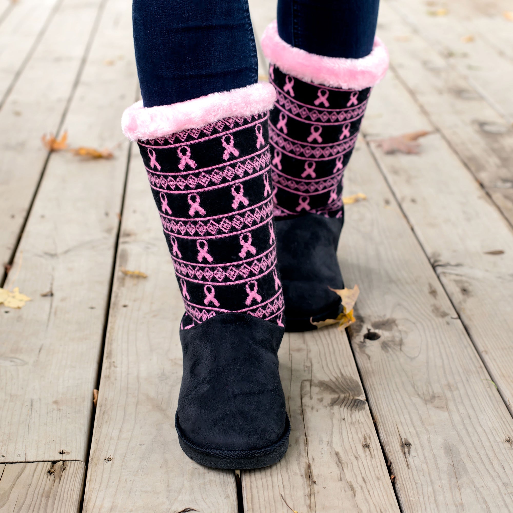 Pink Ribbon Knit Boots - Aaria Tees Aaria Tees