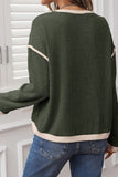 Four Leaf Clover Mallard Duck Graphic Contrast Trim Patchwork Casual Knit Top Aaria Tees