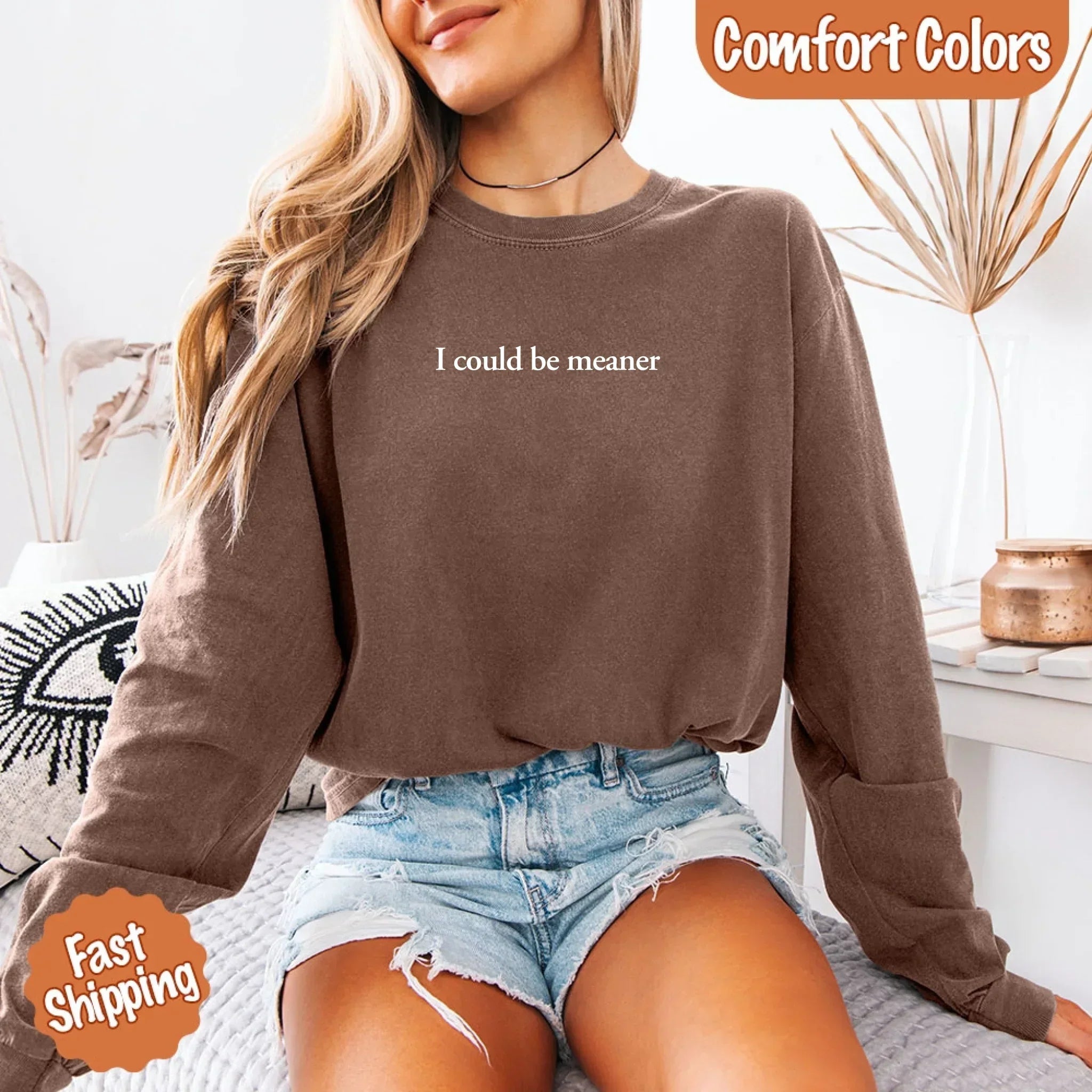 Comfort Colors I Could Be Meaner Long Sleeve Shirt - Aaria Tees Aaria Tees