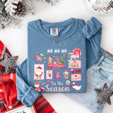 Comfort Colors Long Sleeve Ho Ho Ho Tis The Season Christmas Shirt - Aaria Tees Aaria Tees