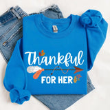 Thankful For Her/Him Valentines Couple Sweatshirt – Cute Matching Holiday Crew Neck - Aaria Tees Aaria Tees