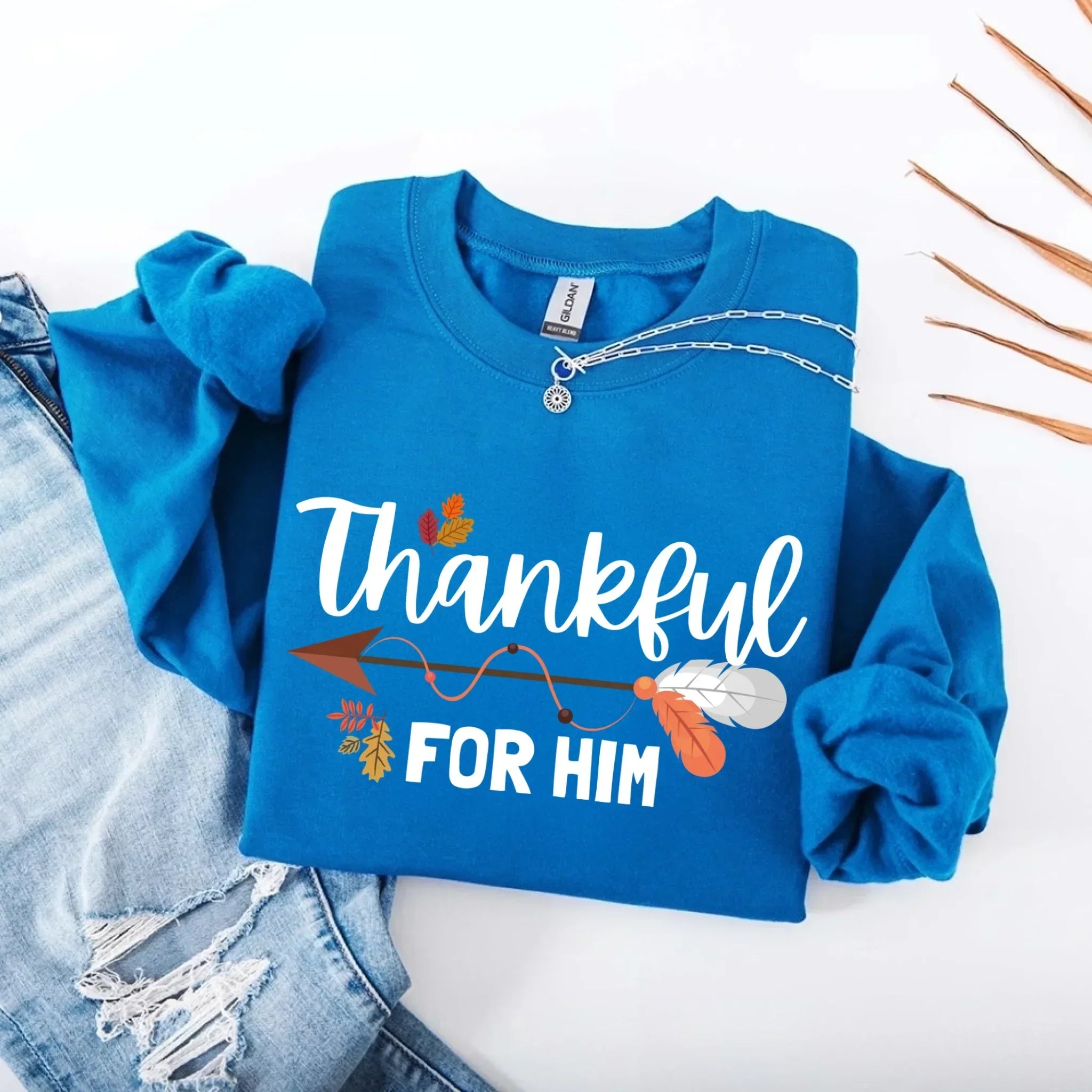 Thankful For Her/Him Valentines Couple Sweatshirt – Cute Matching Holiday Crew Neck - Aaria Tees Aaria Tees