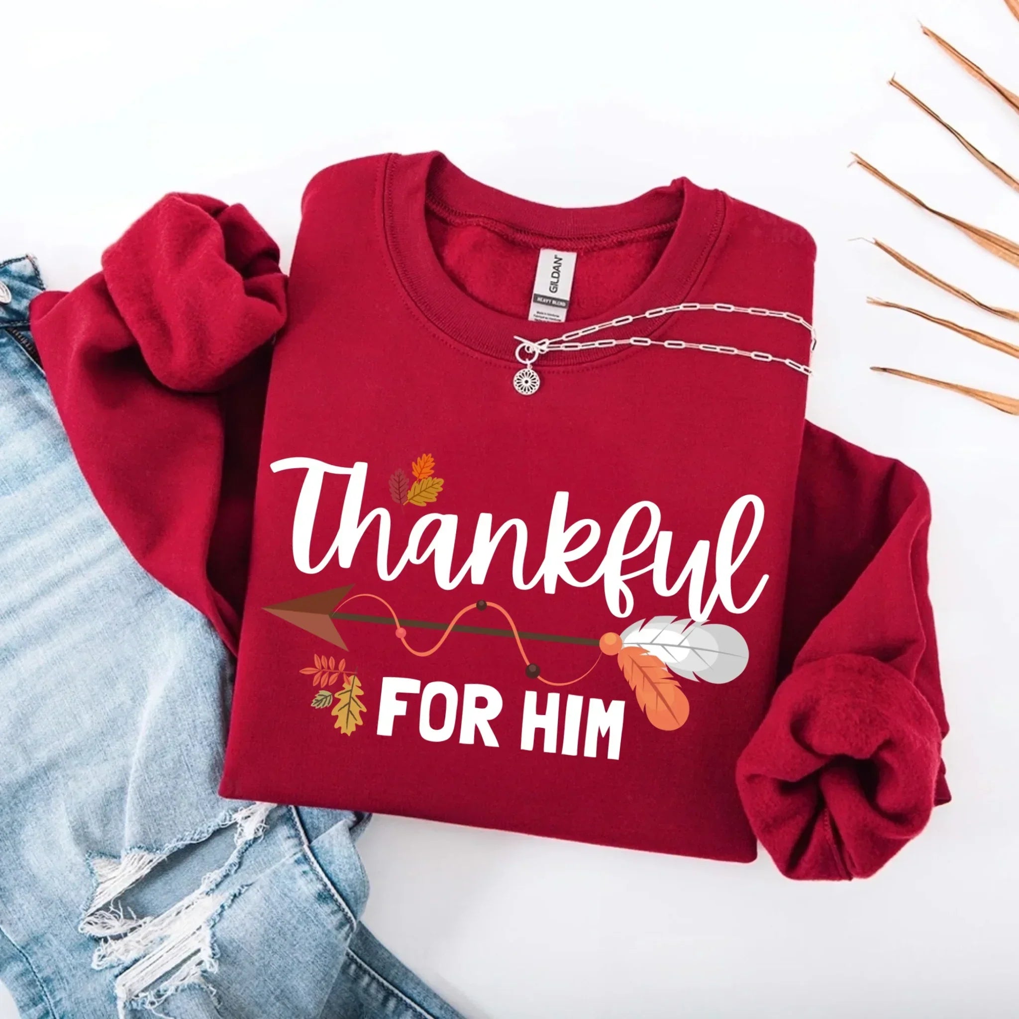 Thankful For Her/Him Valentines Couple Sweatshirt – Cute Matching Holiday Crew Neck - Aaria Tees Aaria Tees
