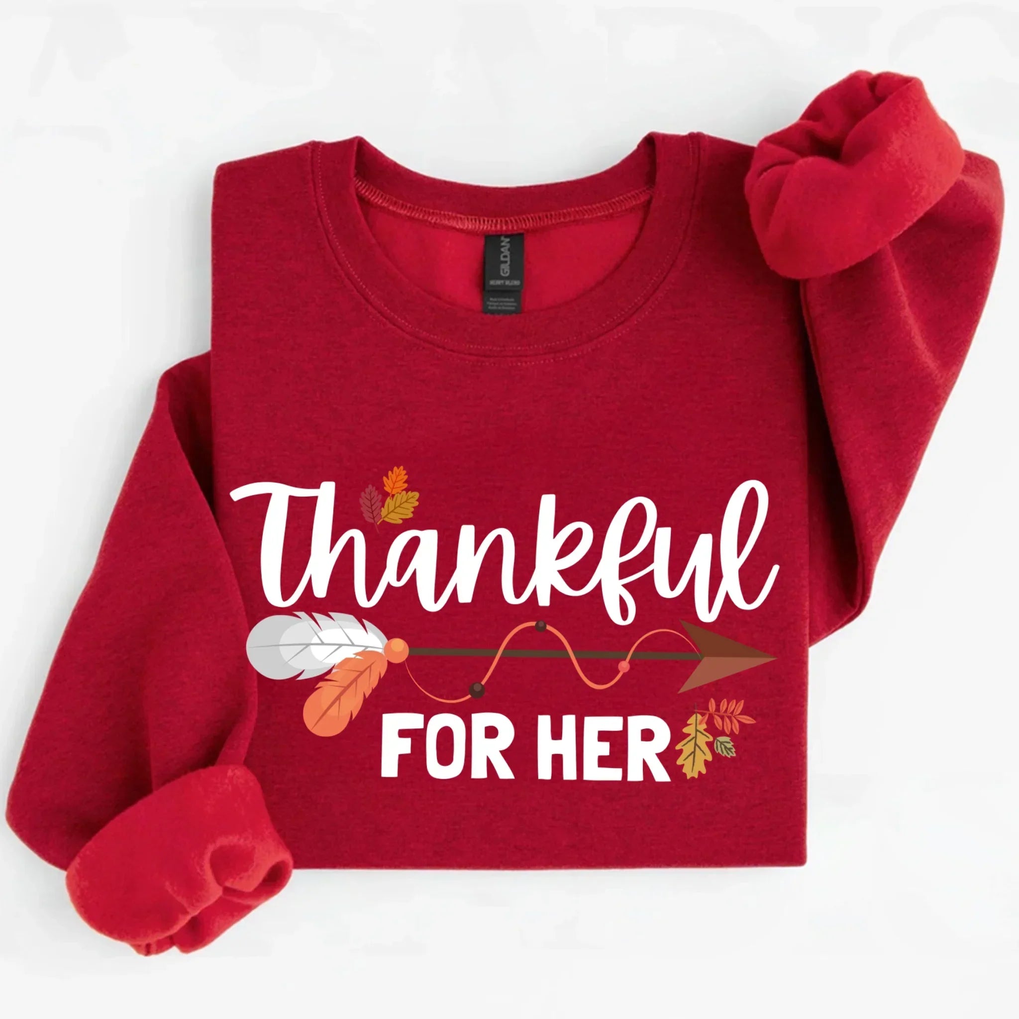 Thankful For Her/Him Valentines Couple Sweatshirt – Cute Matching Holiday Crew Neck - Aaria Tees Aaria Tees