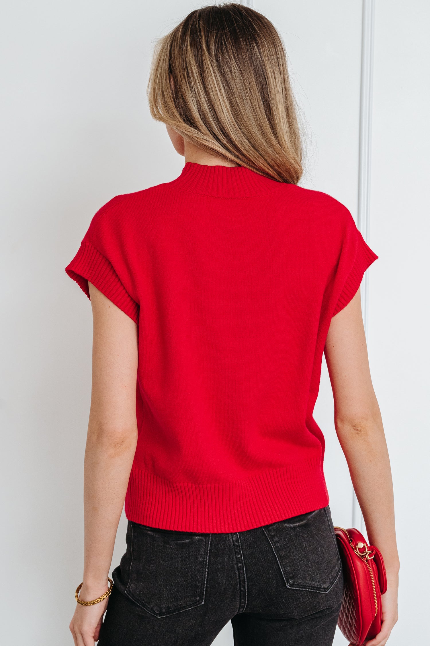 Fiery Red Valentine Heart Graphic Cropped Short Sleeve Sweater - Aaria Tees Aaria Tees