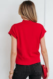 Fiery Red Valentine Heart Graphic Cropped Short Sleeve Sweater - Aaria Tees Aaria Tees