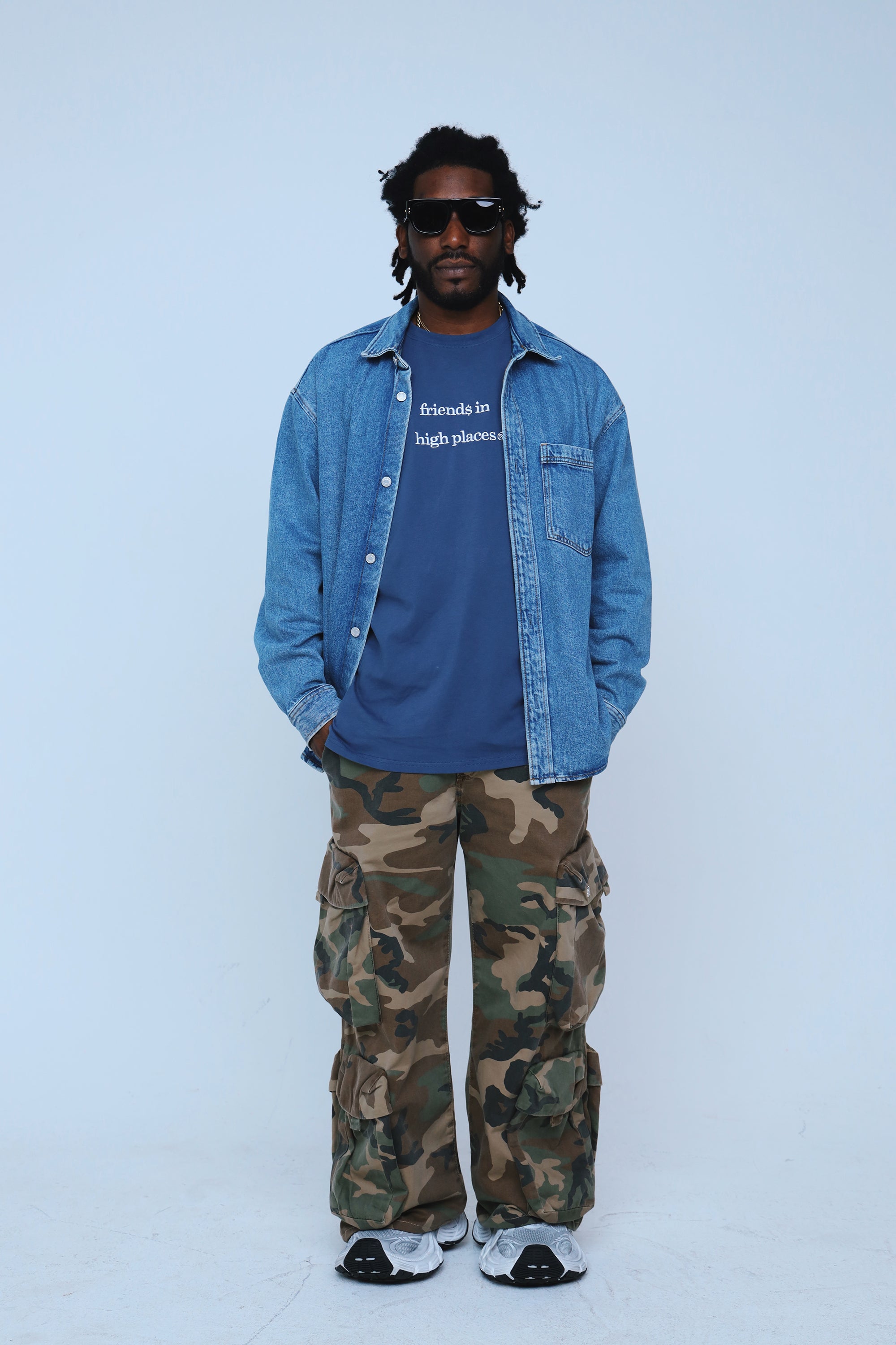 Friends In High Places (Navy - Oversize Shirt) - Aaria Tees Aaria Tees