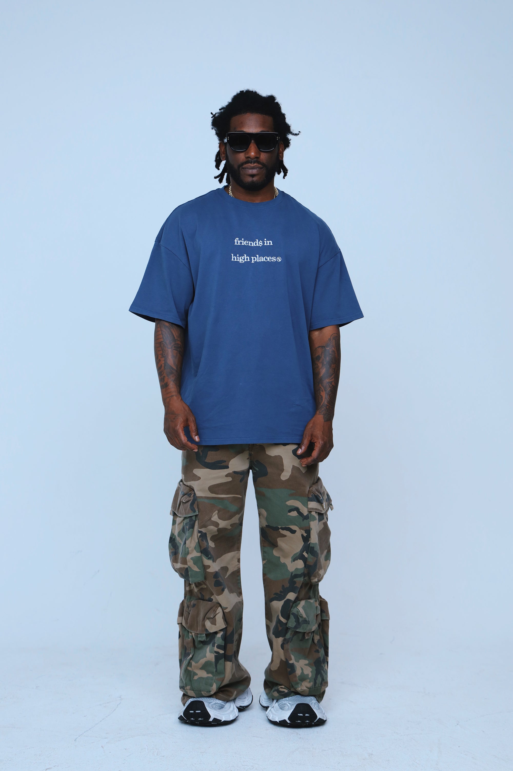 Friends In High Places (Navy - Oversize Shirt) - Aaria Tees Aaria Tees