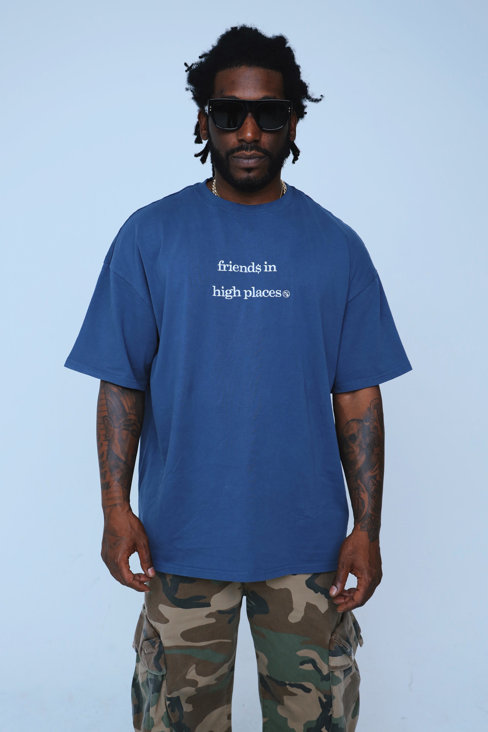 Friends In High Places (Navy - Oversize Shirt) - Aaria Tees Aaria Tees