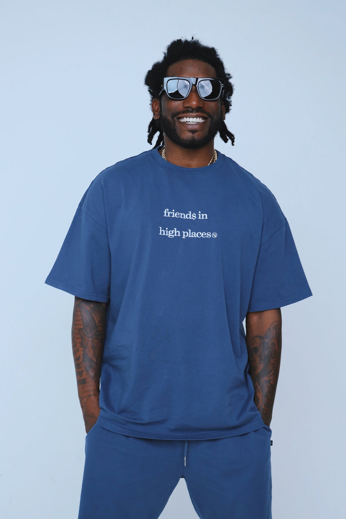 Friends In High Places (Navy - Oversize Shirt) - Aaria Tees