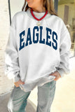 Light Grey WAR DAMN/ EAGLES Double Side Print High Neck Baggy Sweatshirt - Aaria Tees Aaria Tees