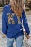 Dark Blue Raised Rib KENTUCKY/ Leopard KY Printed Sweatshirt Aaria Tees