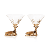 Gold Stag Deer Martini Glasses Aaria Tees