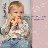 Dibly - Pink - Baltic Amber & Natural Rubber Dinosaur Teether with Toothbrush Tail - Aaria Tees Aaria Tees