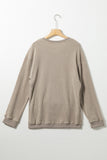 Khaki Kentucky KY Leopard Lettering Ribbed Baggy Sweatshirt Aaria Tees