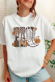 White FALL Letter Print Western Thanksgiving Graphic T-Shirt - Aaria Tees Aaria Tees