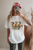 White Texas Horse Graphic Cuffed Sleeve Graphic T Shirt Aaria Tees