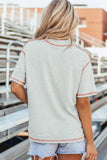 Light Grey Sweet Bow Rugby Football Graphic Contrast Stitched Tee - Aaria Tees Aaria Tees