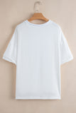 White Sequin stars & stripes Graphic Drop Shoulder Loose T Shirt Aaria Tees