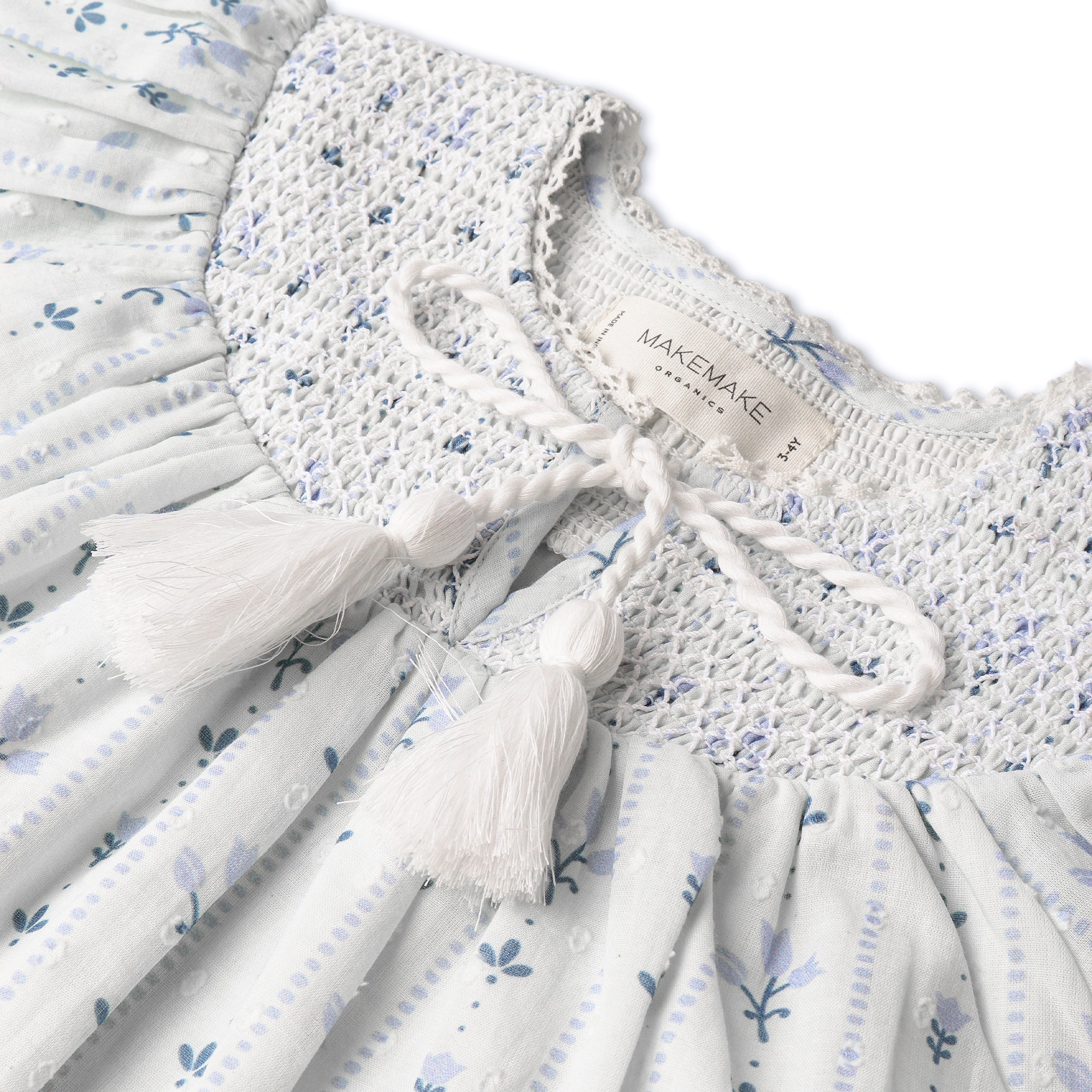 Organic Smocked Top & Shorts Set - Blue Vines - Aaria Tees Aaria Tees