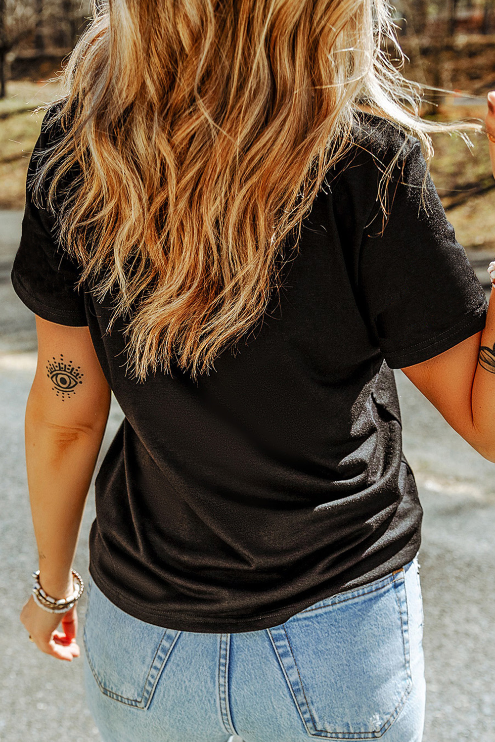 Black Sequin Heart Patched Pattern Crewneck Valentines Tee - Aaria Tees Aaria Tees