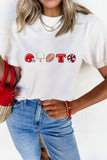White Embroidered Game Day Theme Football Graphic Tee - Aaria Tees Aaria Tees
